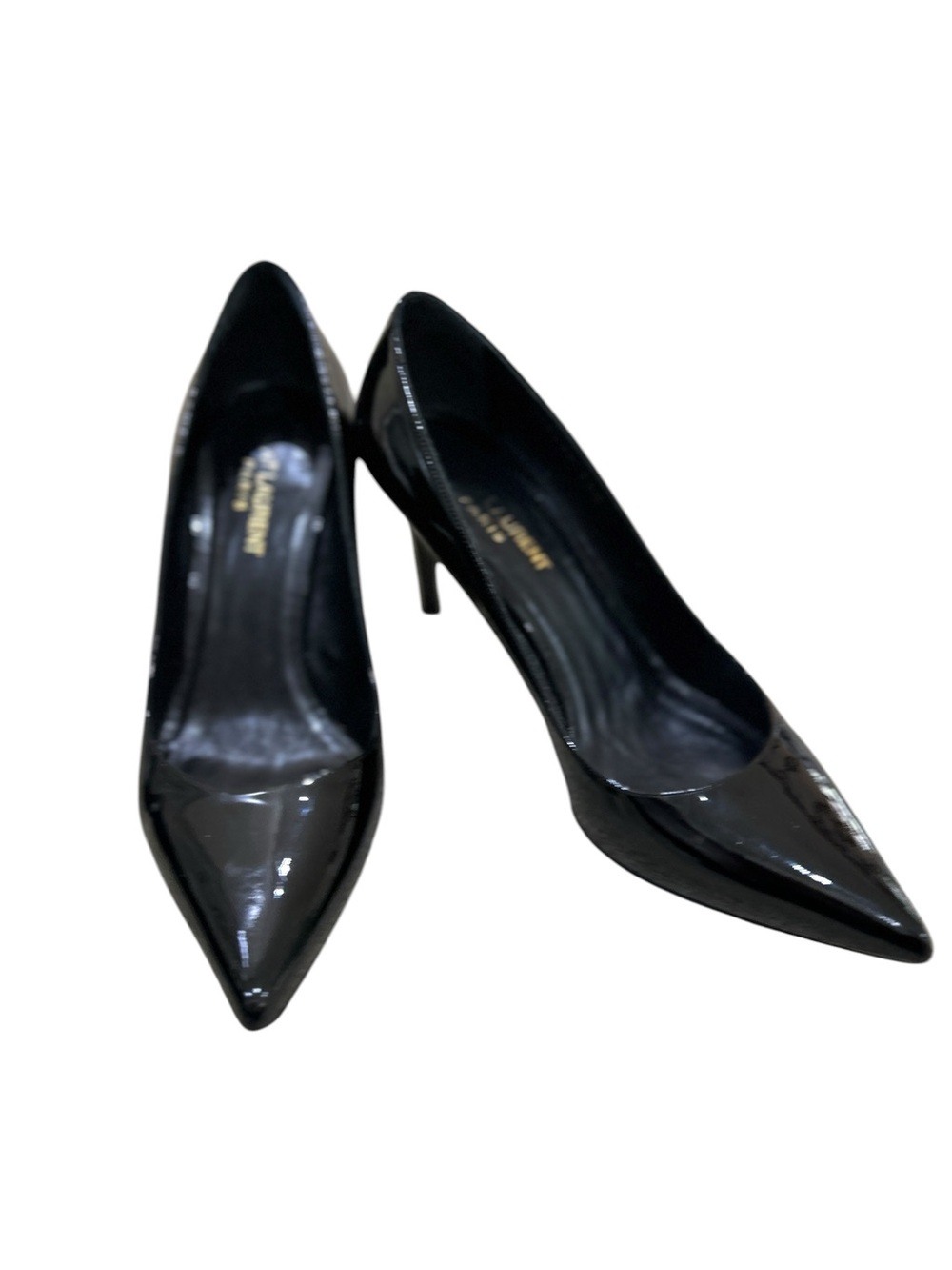 Saint Laurent Paris Patent black leather Pointed-Toe Pumps made in Italy EU38.5